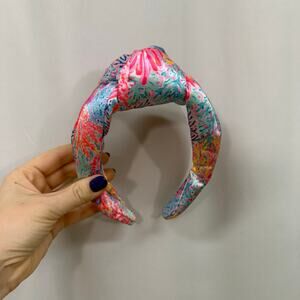 Lilly Pulitzer Knotted Satin Headband Splashdance 3” Wide Colorful Head Piece